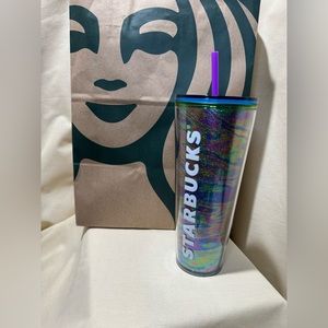 STARBUCKS ** NWT ** 2023 Iridescent Oil Slick Rainbow Swirls Venti Tumbler Venti
